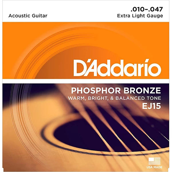 D'Addario EJ15 Phosphor Bronze Extra Light Acoustic Strings Single Pack