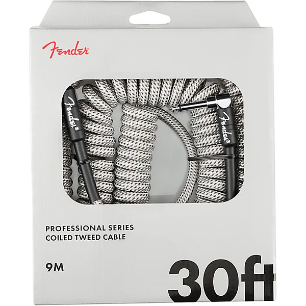 Fender Professional Series Straight to Angled Coil Cable 30 ft. White Tweed