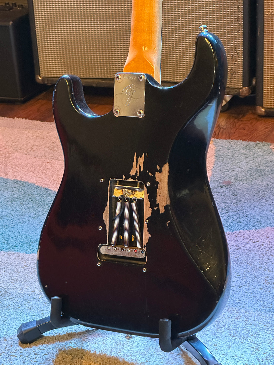 1966 Fender Stratocaster Black w/ Neck Stamp 1965