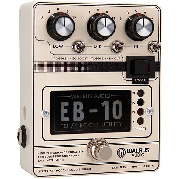 Walrus Audio EB-10 Preamp/EQ/Boost Effects Pedal Cream