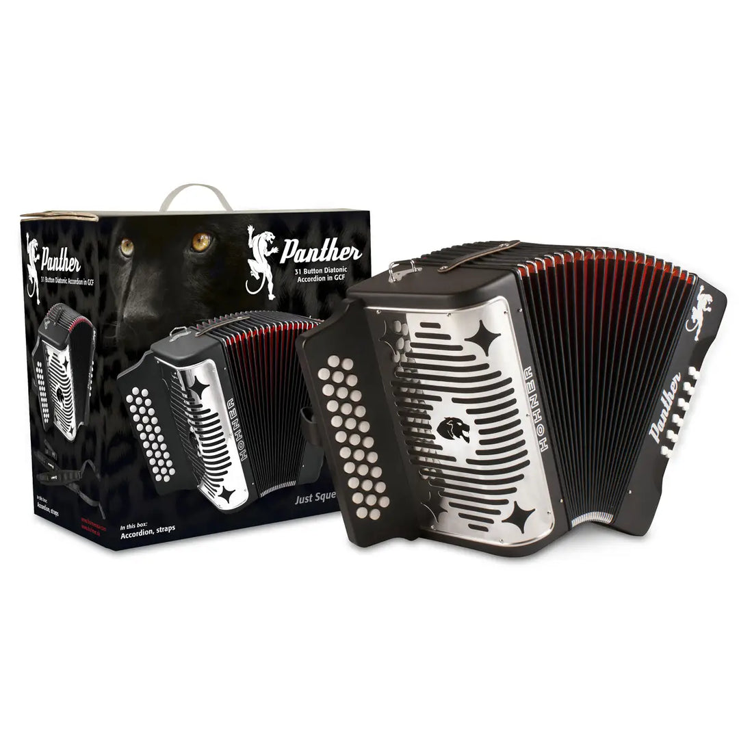 Hohner HA-3100 Panther GCF Diatonic Accordion Matte Black