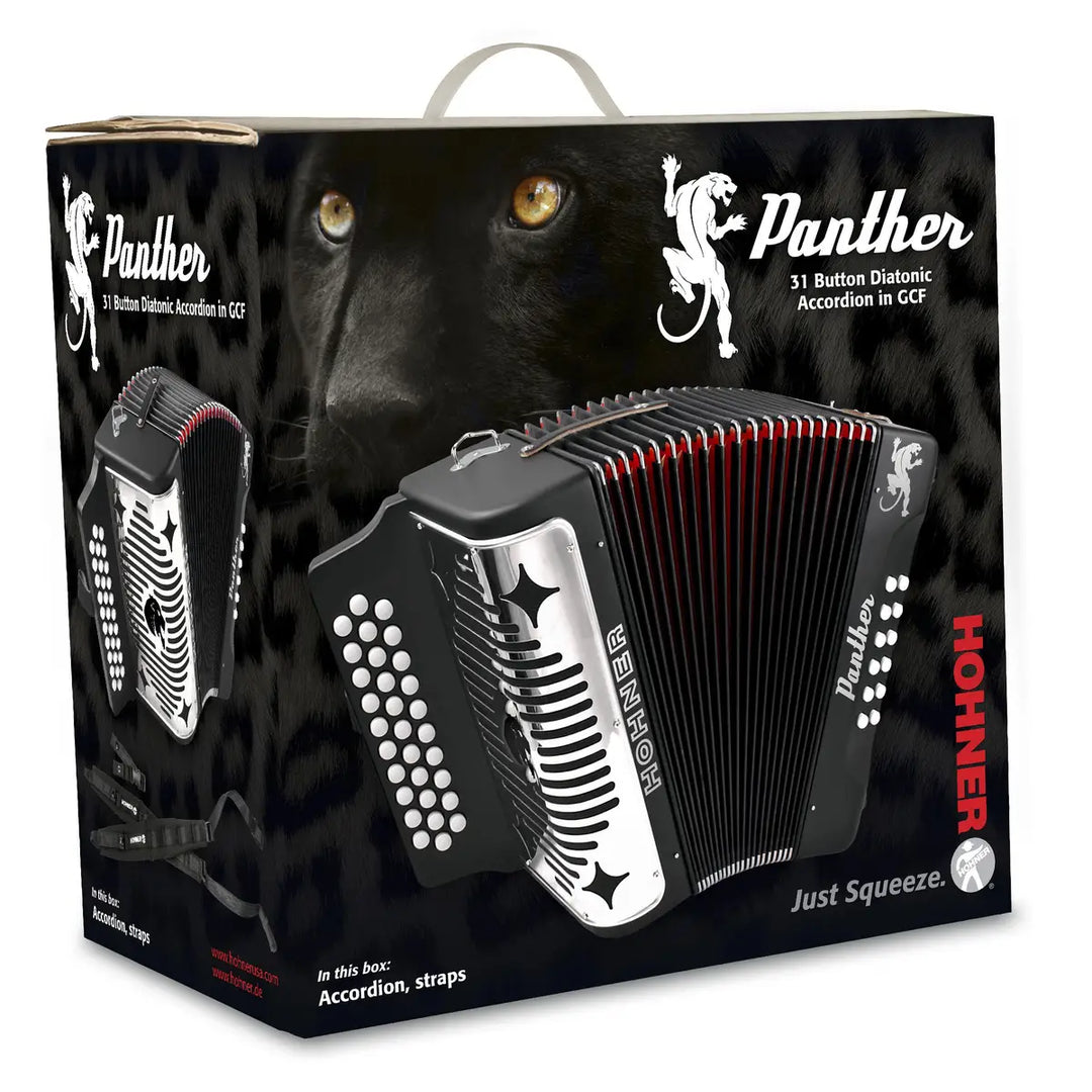 Hohner HA-3100 Panther GCF Diatonic Accordion Matte Black