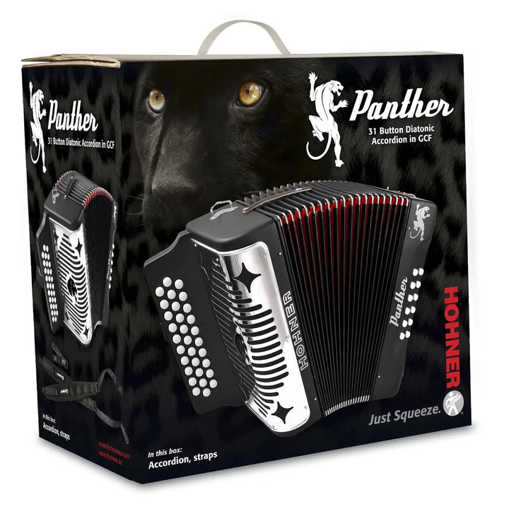 Hohner HA-3100 Panther GCF Diatonic Accordion Matte Black